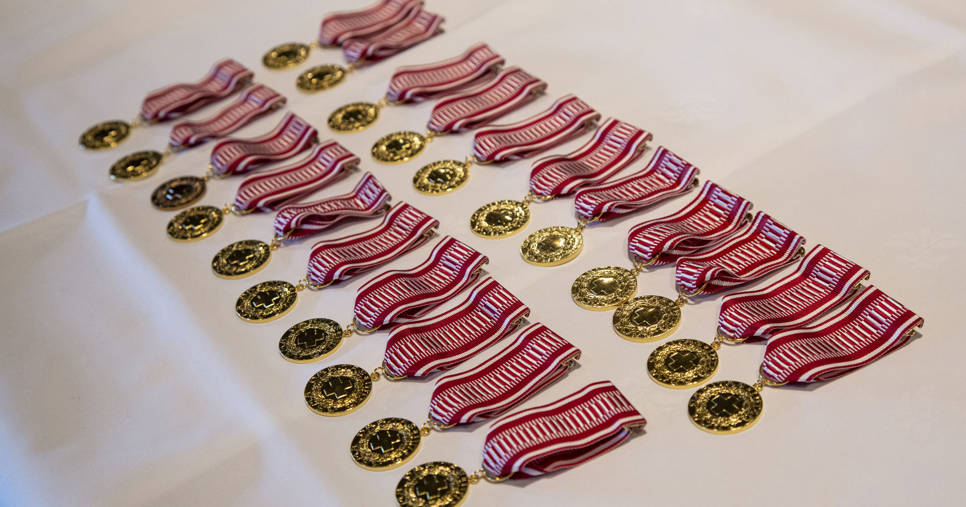 Finlands Röda Kors bronsförtjänsttecken i ett etui.