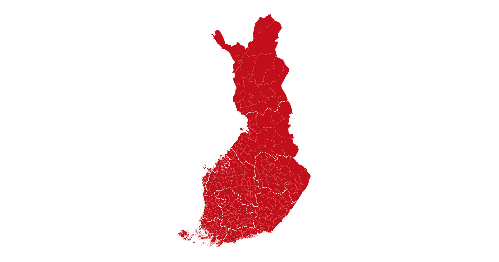 Finlands karta i rött.