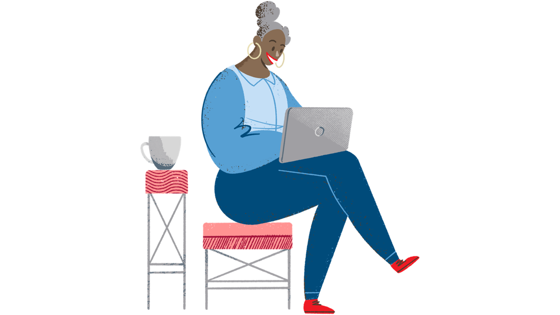 Illustrationsbild av en person med en dator i knät.
